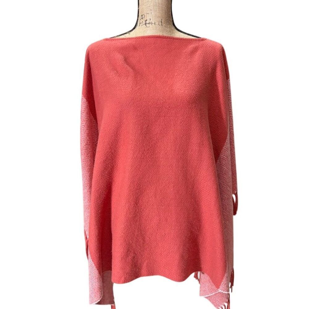 Universal Thread Women's Orange Cape Poncho One Size Fringed Edges - Picture 1 of 9